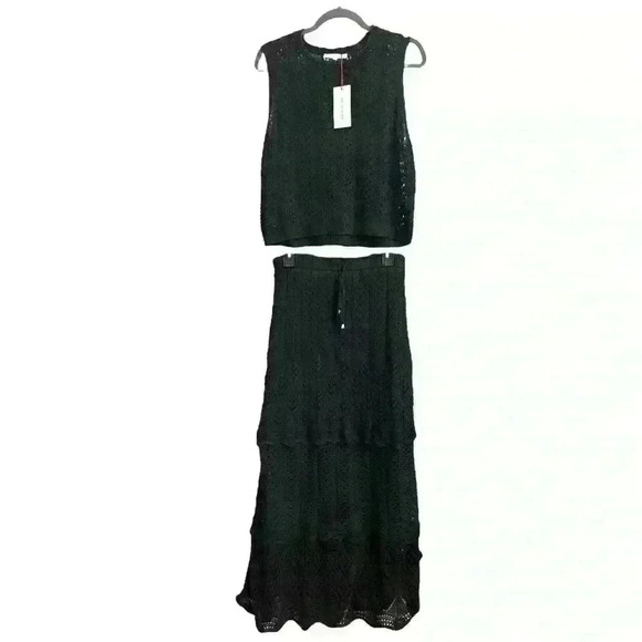 NWT Solitaire Sleeveless Crochet Top and Maxi Skirt Set, Size L - Black - Picture 2 of 6